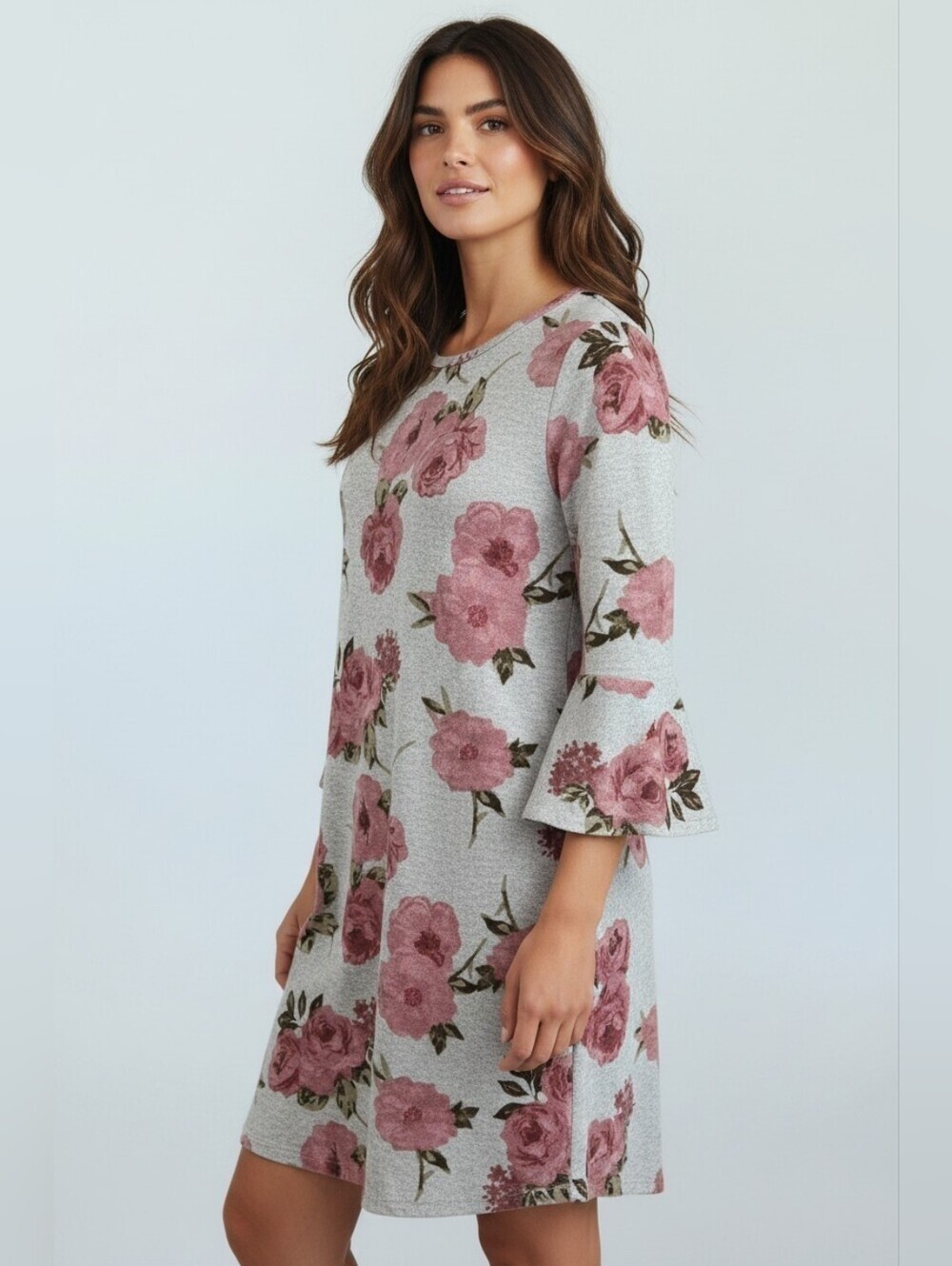 Charming Charlie Floral Bell Sleeve Dress